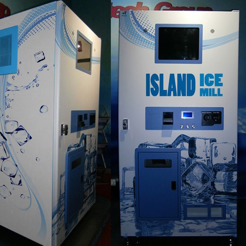 Vending machine design with the title 'Vinyl wrap for a ice vending machine (applied)'