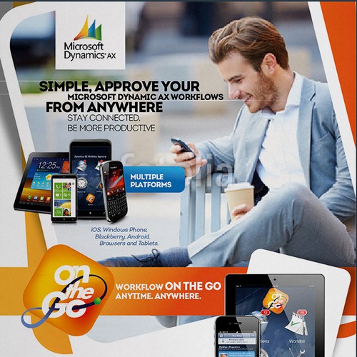 Call design with the title 'Flyer Microsoft Business Solutions (on the Go)'