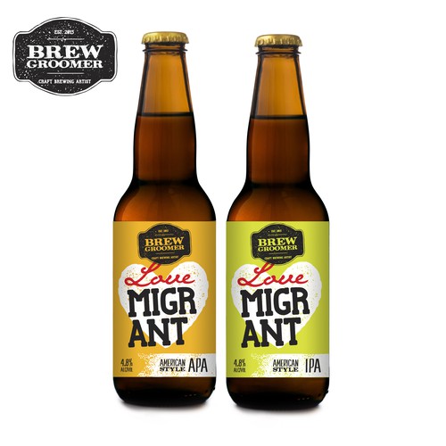 Beer bottle design with the title 'American Style Brewery'