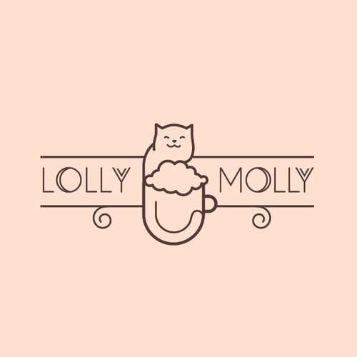 Cute cat logo with the title 'Logo available for customisation and sale.Logo for a bar-patisserie with a cute cat illustrationCat logo'