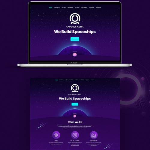 Retro website with the title 'Website for Capsule Corp (OnePage)'