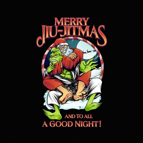 Jiu-jitsu design with the title 'Merry jiu jitmas'