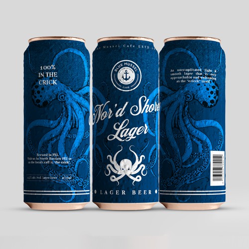 Sea label with the title 'Blue Mussel Cafe'