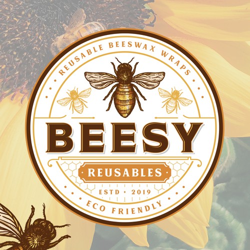Honey design with the title 'Beesy Reusables'