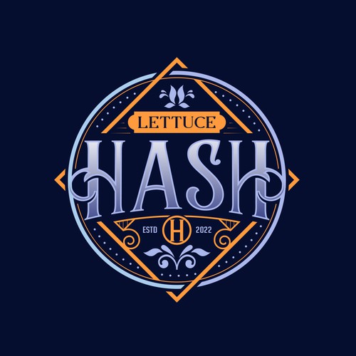 Combination logo with the title 'Lettuce Hash old fashioned logo.'