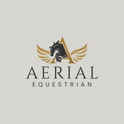 Horse riding logo with the title 'Aerial Equestrian Logo'