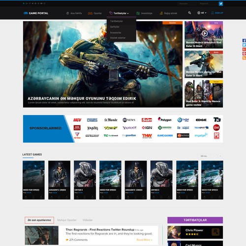 Blog website with the title 'Bold Gaming Website Design for Game Portal'