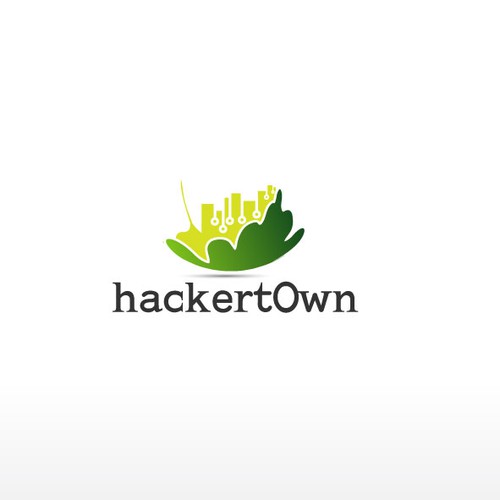Green tech logo with the title 'Hackert0wn'