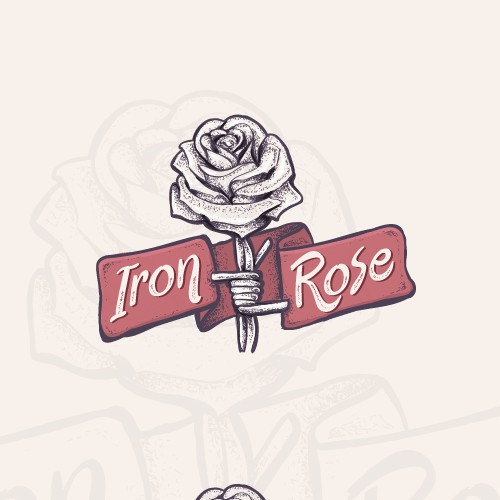 Iron design with the title 'Cartoon bold rose logo'