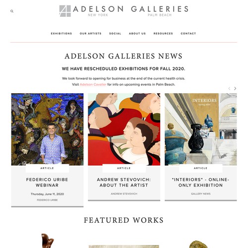 Gallery website with the title 'Adelson Galleries Design'