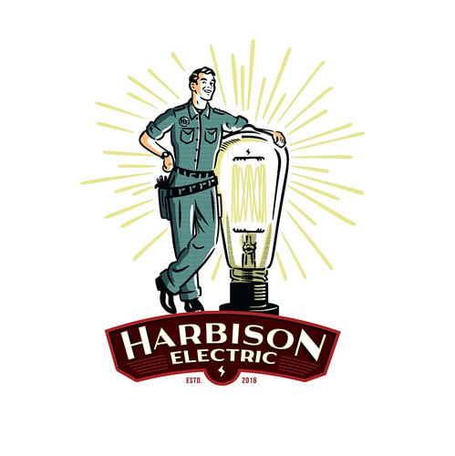 Retro design with the title 'Harbison Electric'