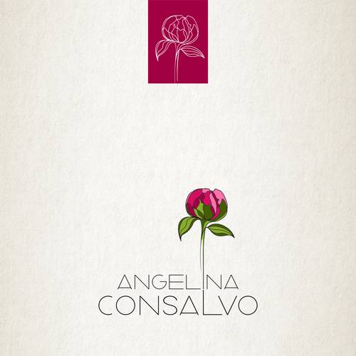 Flower brand with the title 'AngelinaConsalvo Logo Design'