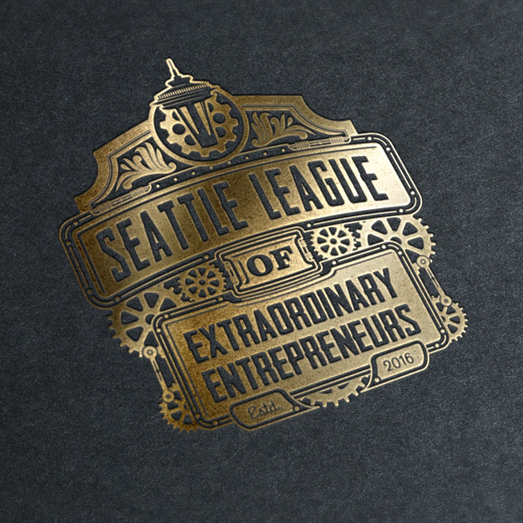 Seattle logo with the title 'steampunk logo'
