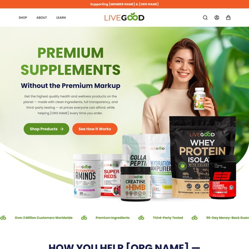 Website with the title 'Website Design for Nutritional Supplement Company'