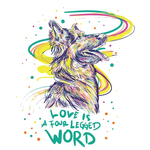 Feminine t-shirt with the title 'T-SHIRT for Colorful Dog '