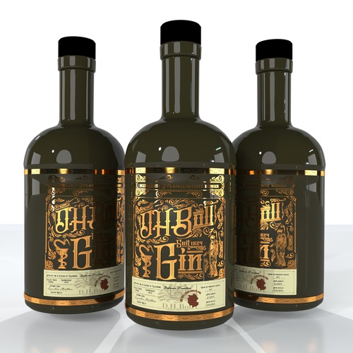 Liquor label with the title 'Gin label design'