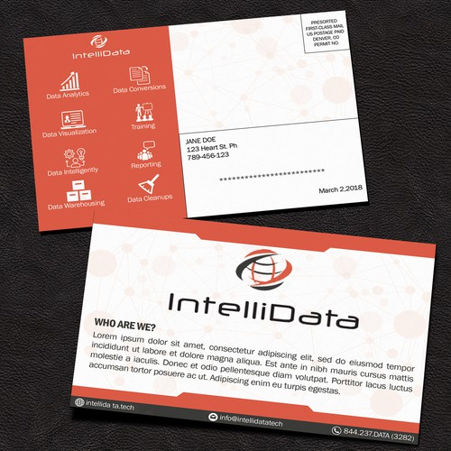 Intelligent design with the title 'Data Intelligently Post Card'