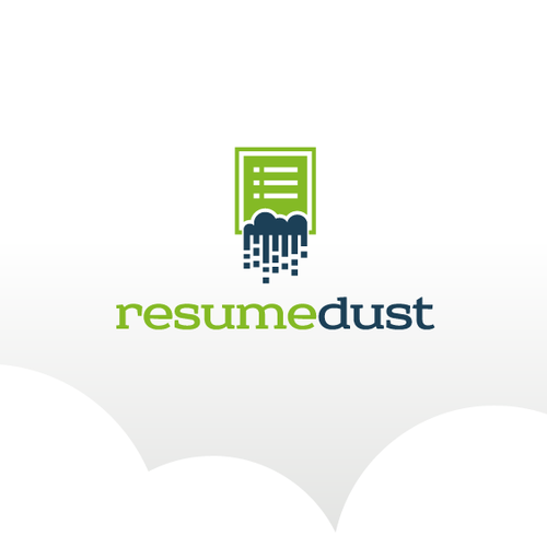 Recruitment logo with the title 'Logo for a internet site - resumedust.com - career services, resume, etc'