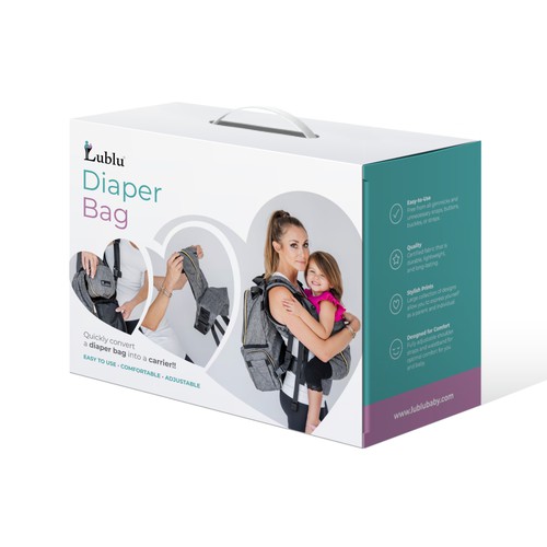 Bag packaging with the title 'Diaper Bag Packaging'