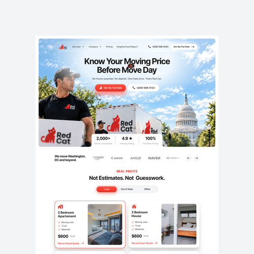 UI design with the title 'MOVING SERVICE WEBSITE'