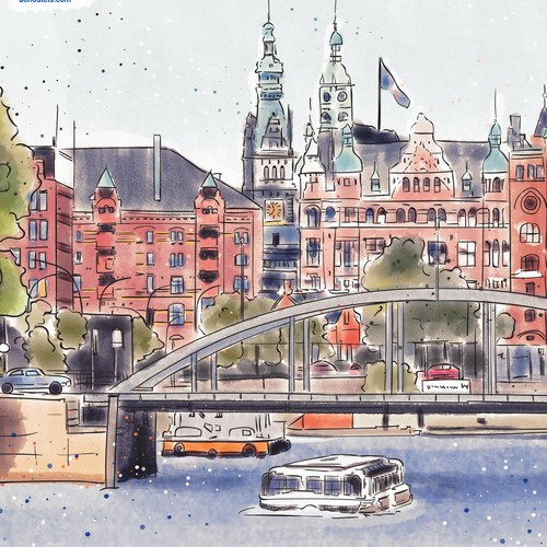 Magazine artwork with the title 'An illustration for a hotel head board.'