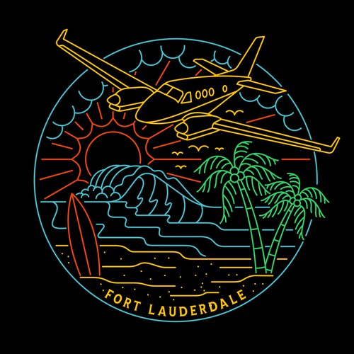 Line art t-shirt with the title 'Banyan T-Shirt Aircraft'