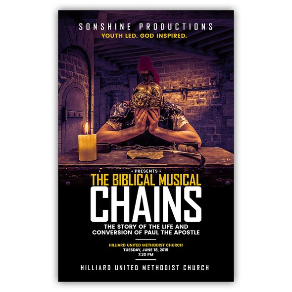 Bible design with the title 'Youth Church Musical Poster'