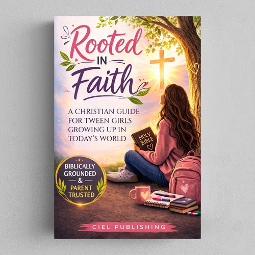 Christian book cover with the title 'Rooted in Faith: A Christian Guide for Tween Girls Growing Up in Today’s World'