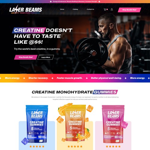 Sports website with the title 'A Creative Shopify design for sports nutrition brand'