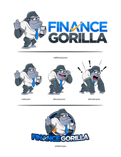 Gorilla design with the title 'Create a logo for a car finance company - Finance Gorilla'