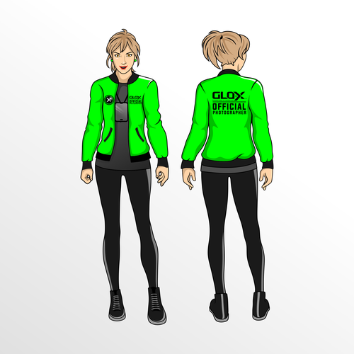 Jacket design with the title 'GLO X model branding'