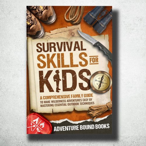 Vintage book cover with the title 'Survival Skills for Kids'