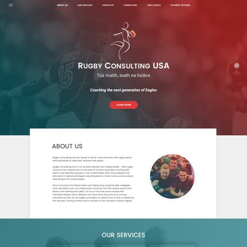 Sports website with the title 'Rugby Consulting USA'
