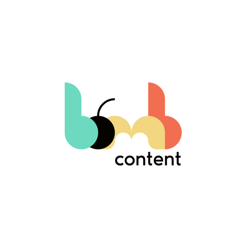 Bomb logo with the title 'Simple logo for automatic AI content management/scaling company'