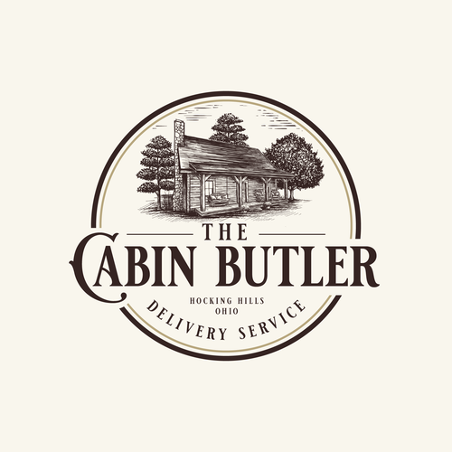 Badge brand with the title 'Vintage The Cabin Butler logo'