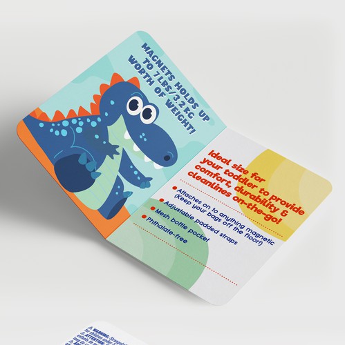 Backpack design with the title 'A Hangtag and nametag for a magnetic childrens backpack'