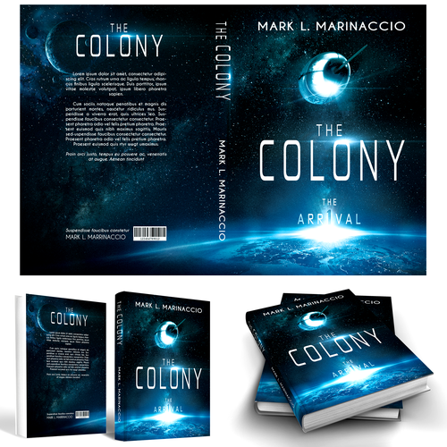 Space book cover with the title 'Book Cover- The Colony'