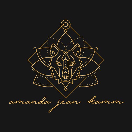 Wolf design with the title 'Geometric yoga logo'