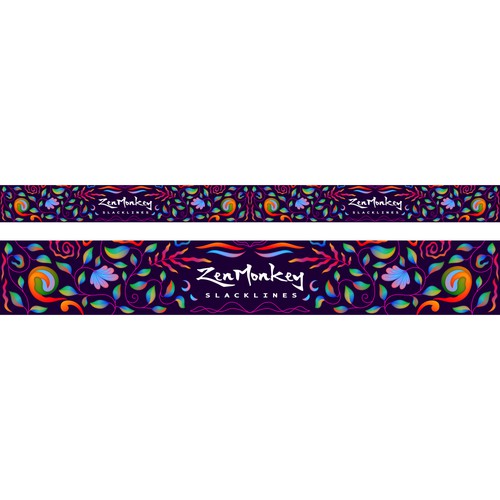 Jungle illustration with the title 'ZenMonkey Slacklines Pattern'