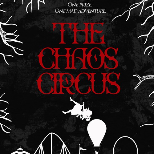 Dark fantasy book cover with the title 'Book cover for young adult circus fantasy'