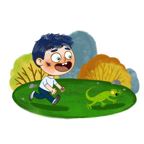 Boy artwork with the title 'Funny children’s book illustration '