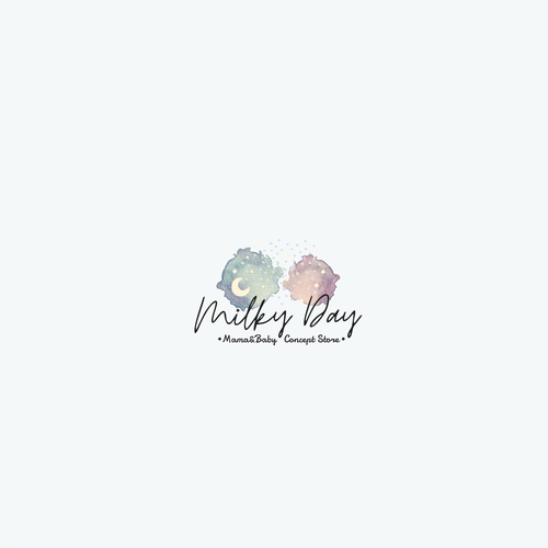 Pastel logo with the title 'Cute watercolor logo for kids store'