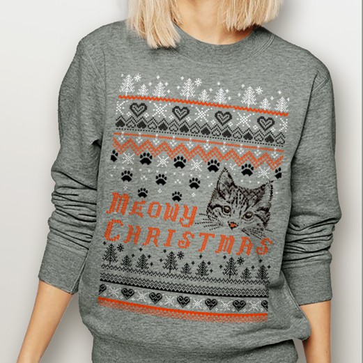 Sweater design with the title 'Cute Cat design for Christmas sweater'