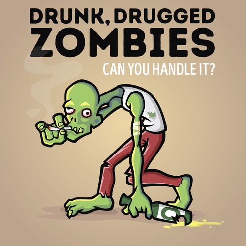 Play brand with the title 'Drunk zombie illustration design.'