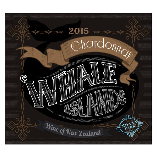 Vector packaging with the title 'Whale Islands Wine Bottle Labels'