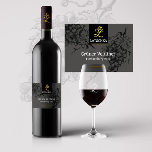 Dark label with the title 'concept for a dark wine label'