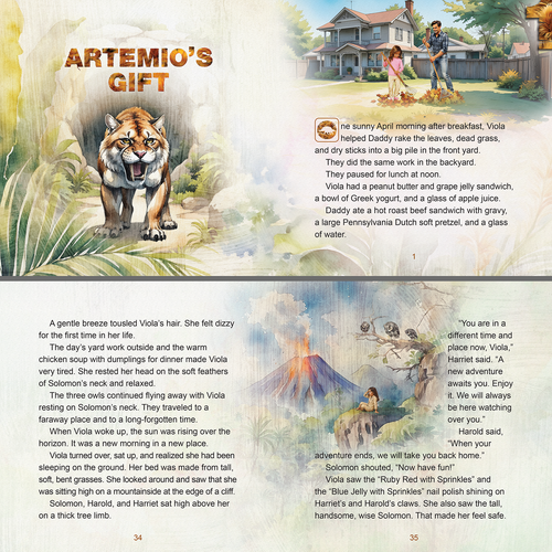Nature design with the title 'Interior design of the book "Artemio's Gift"'