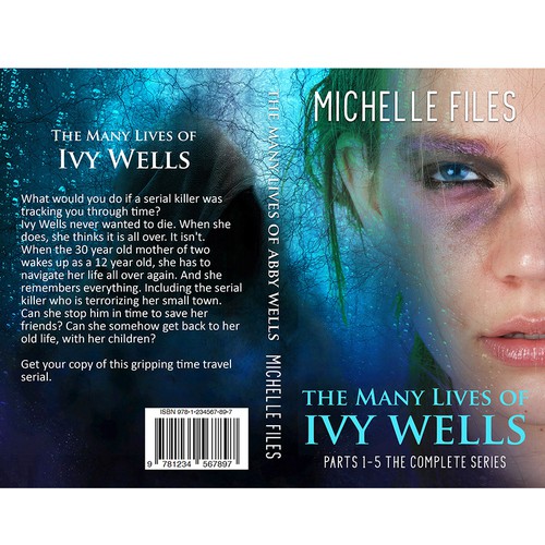 Time travel design with the title 'The Many Lives of Ivy Wells'