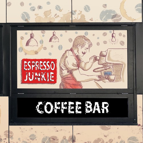 Coffee shop artwork with the title 'Vinyl design for coffee kiosk (Entry)'