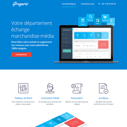 Dashboard website with the title 'Landing Page Design for Software'